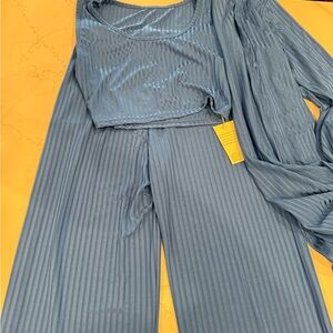 Amazon Blue Ribbed 3 piece outfit